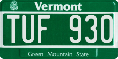 VT license plate TUF930