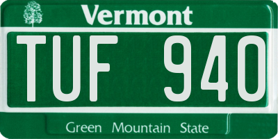 VT license plate TUF940