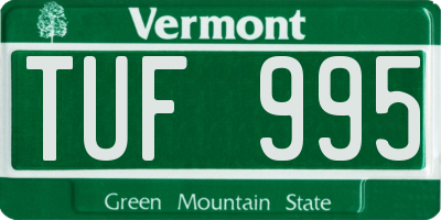 VT license plate TUF995