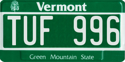 VT license plate TUF996
