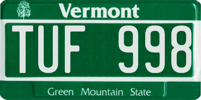 VT license plate TUF998