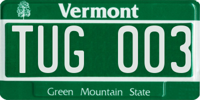 VT license plate TUG003