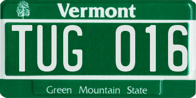 VT license plate TUG016