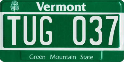 VT license plate TUG037