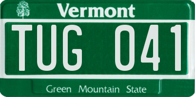 VT license plate TUG041