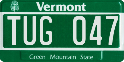 VT license plate TUG047