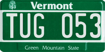 VT license plate TUG053