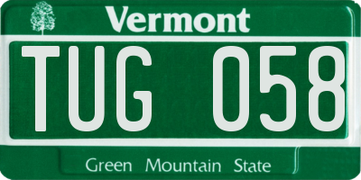 VT license plate TUG058