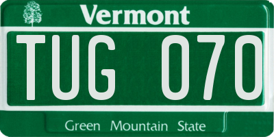 VT license plate TUG070