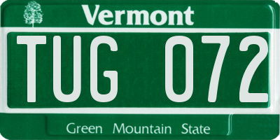 VT license plate TUG072