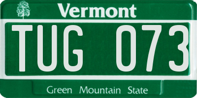 VT license plate TUG073