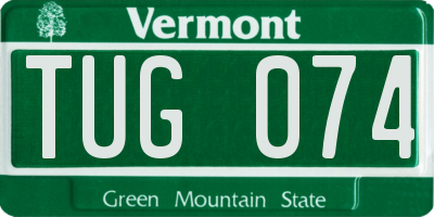 VT license plate TUG074
