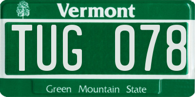 VT license plate TUG078