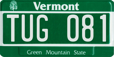 VT license plate TUG081