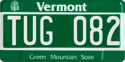 VT license plate TUG082