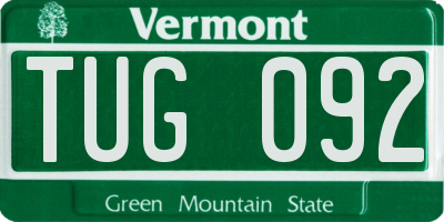 VT license plate TUG092
