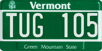 VT license plate TUG105