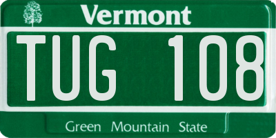 VT license plate TUG108