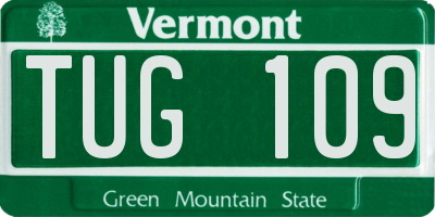 VT license plate TUG109