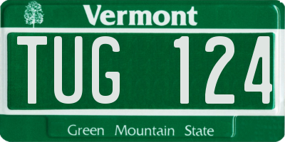 VT license plate TUG124