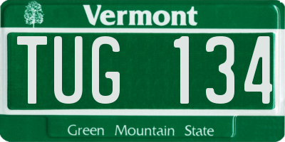 VT license plate TUG134