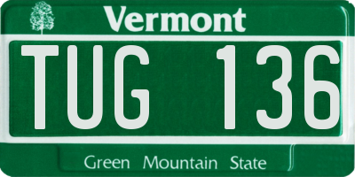 VT license plate TUG136