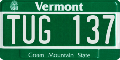 VT license plate TUG137