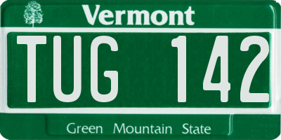 VT license plate TUG142