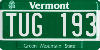 VT license plate TUG193