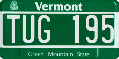 VT license plate TUG195