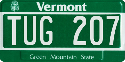 VT license plate TUG207