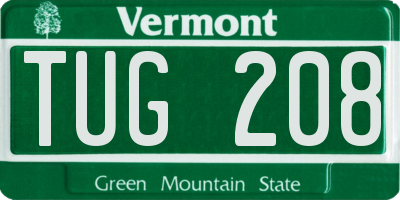 VT license plate TUG208