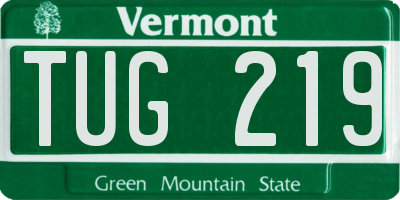 VT license plate TUG219