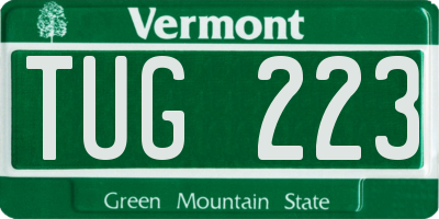 VT license plate TUG223