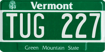 VT license plate TUG227