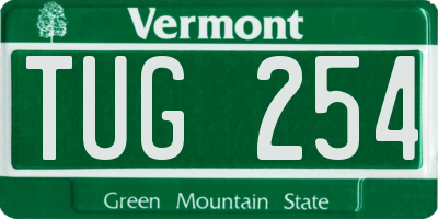 VT license plate TUG254