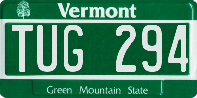 VT license plate TUG294