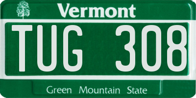 VT license plate TUG308