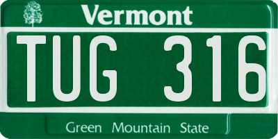 VT license plate TUG316