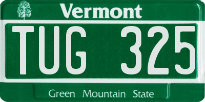 VT license plate TUG325