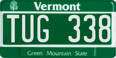 VT license plate TUG338