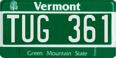 VT license plate TUG361