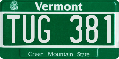 VT license plate TUG381