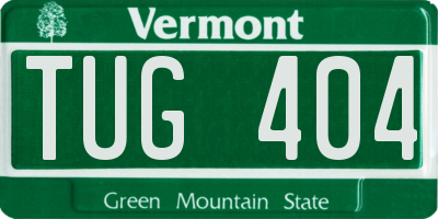 VT license plate TUG404
