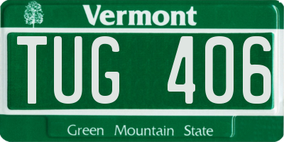 VT license plate TUG406