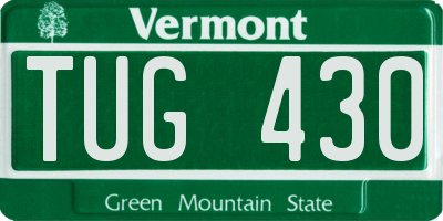 VT license plate TUG430