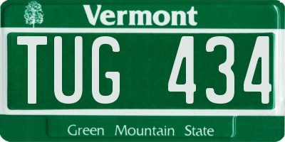 VT license plate TUG434