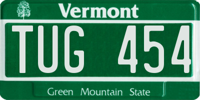 VT license plate TUG454