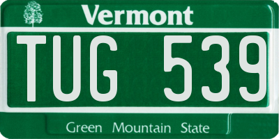 VT license plate TUG539
