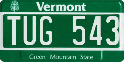 VT license plate TUG543